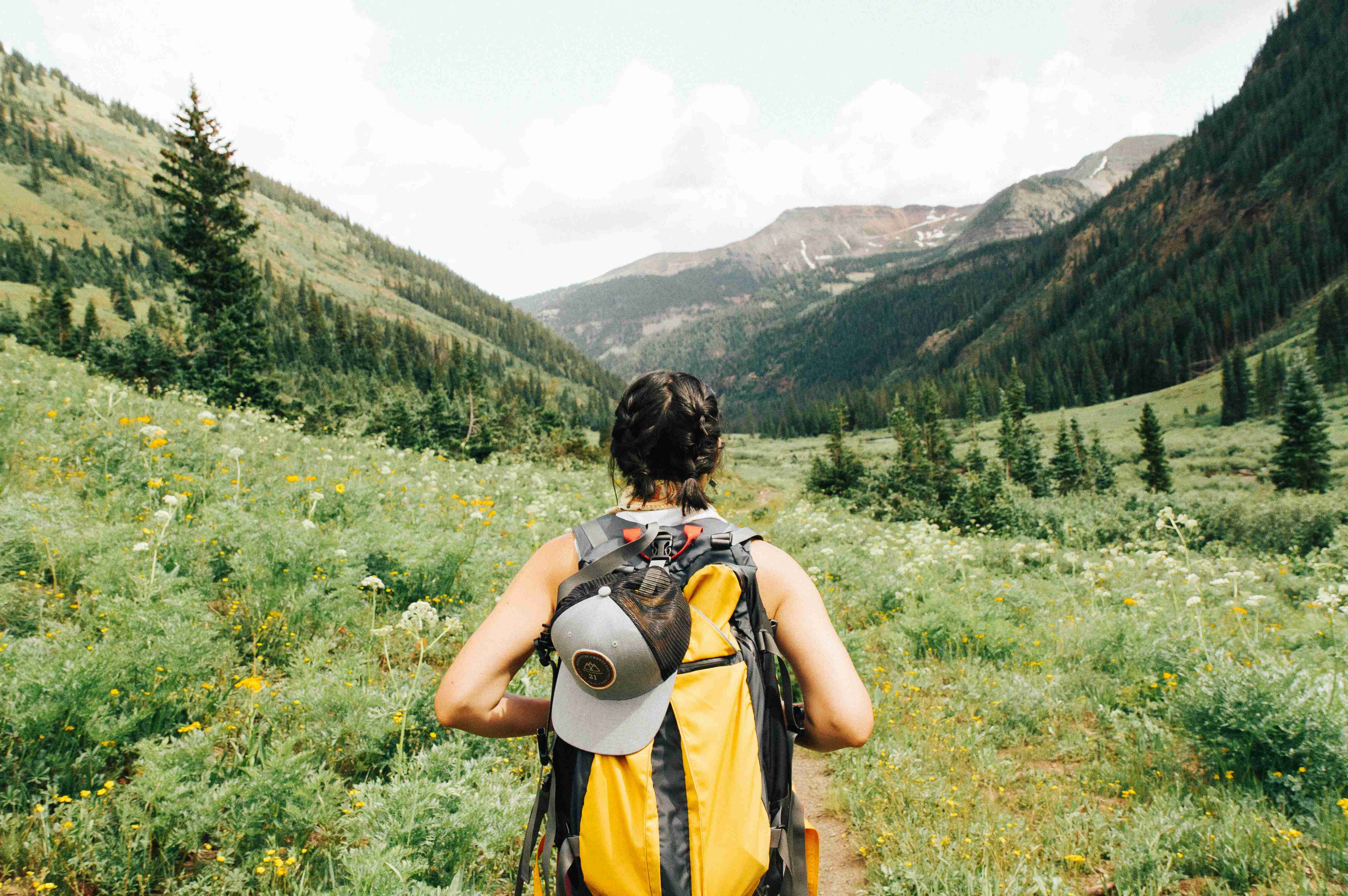 a woman hiking